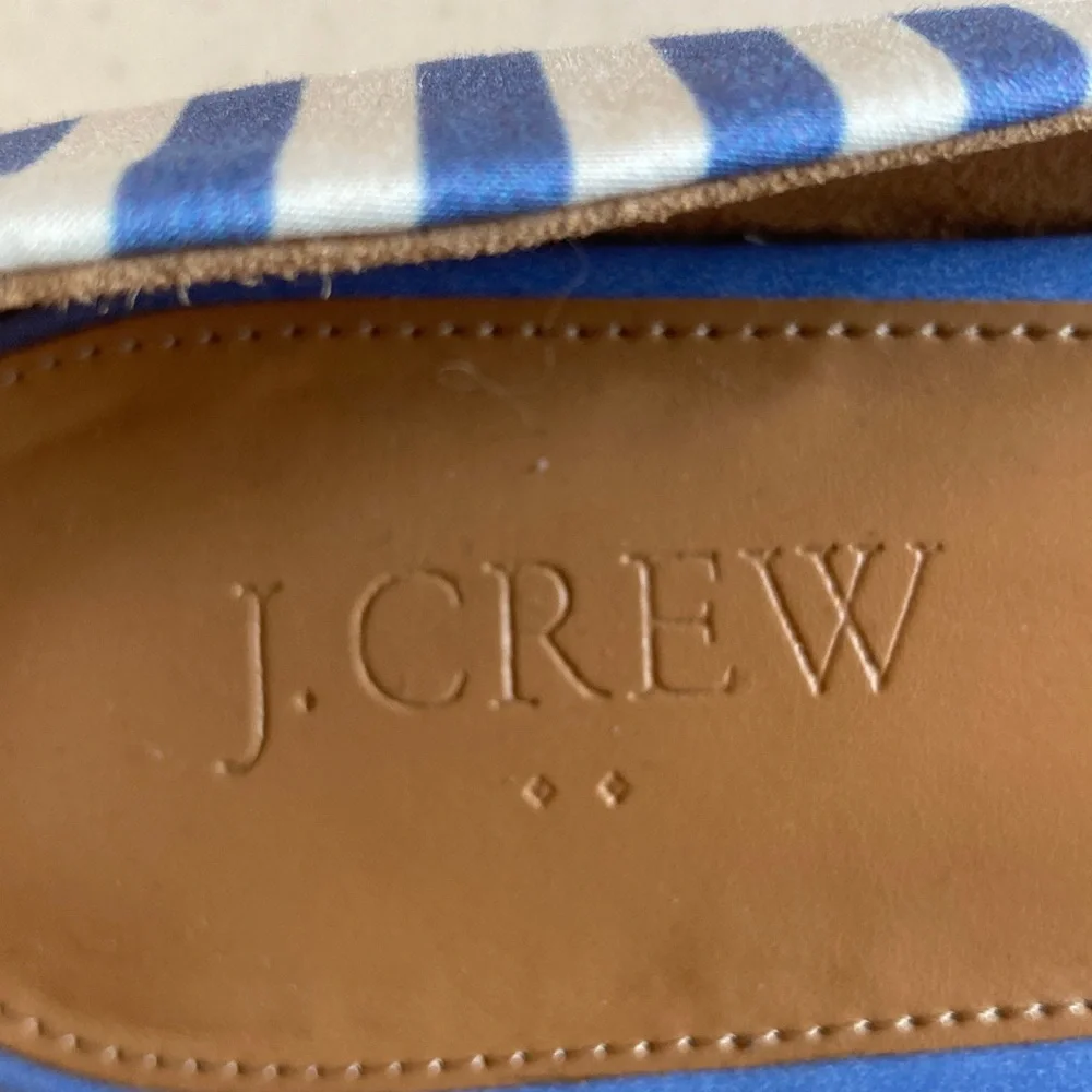 J. Crew Blue and White Striped Pointed D'Orsay Flats